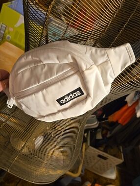 adidas Cream Men’s Waist Bag with Front Zip Pocket
